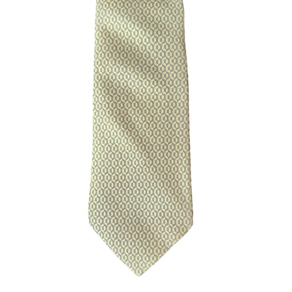 Authentic HERMES 100% Silk Yellow & Gray Neck Tie - Picture 3 of 4